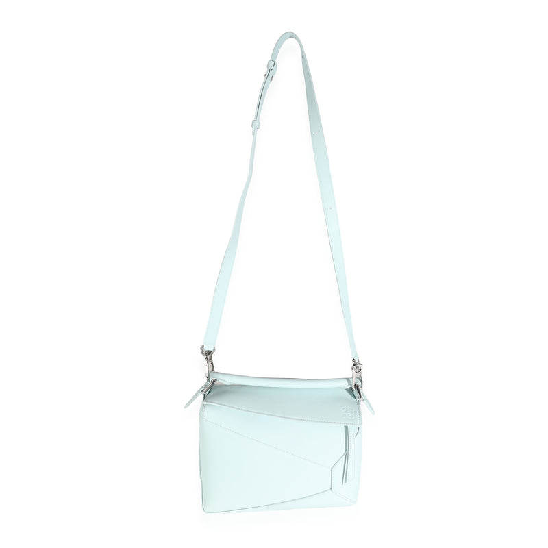 Loewe Light Blue Grained Calfskin Small Puzzle Edge Bag Leather Handbag