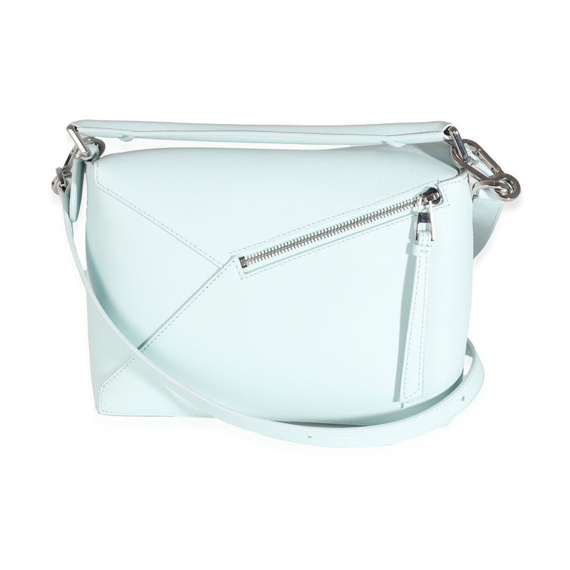 Loewe Light Blue Grained Calfskin Small Puzzle Edge Bag Leather Handbag