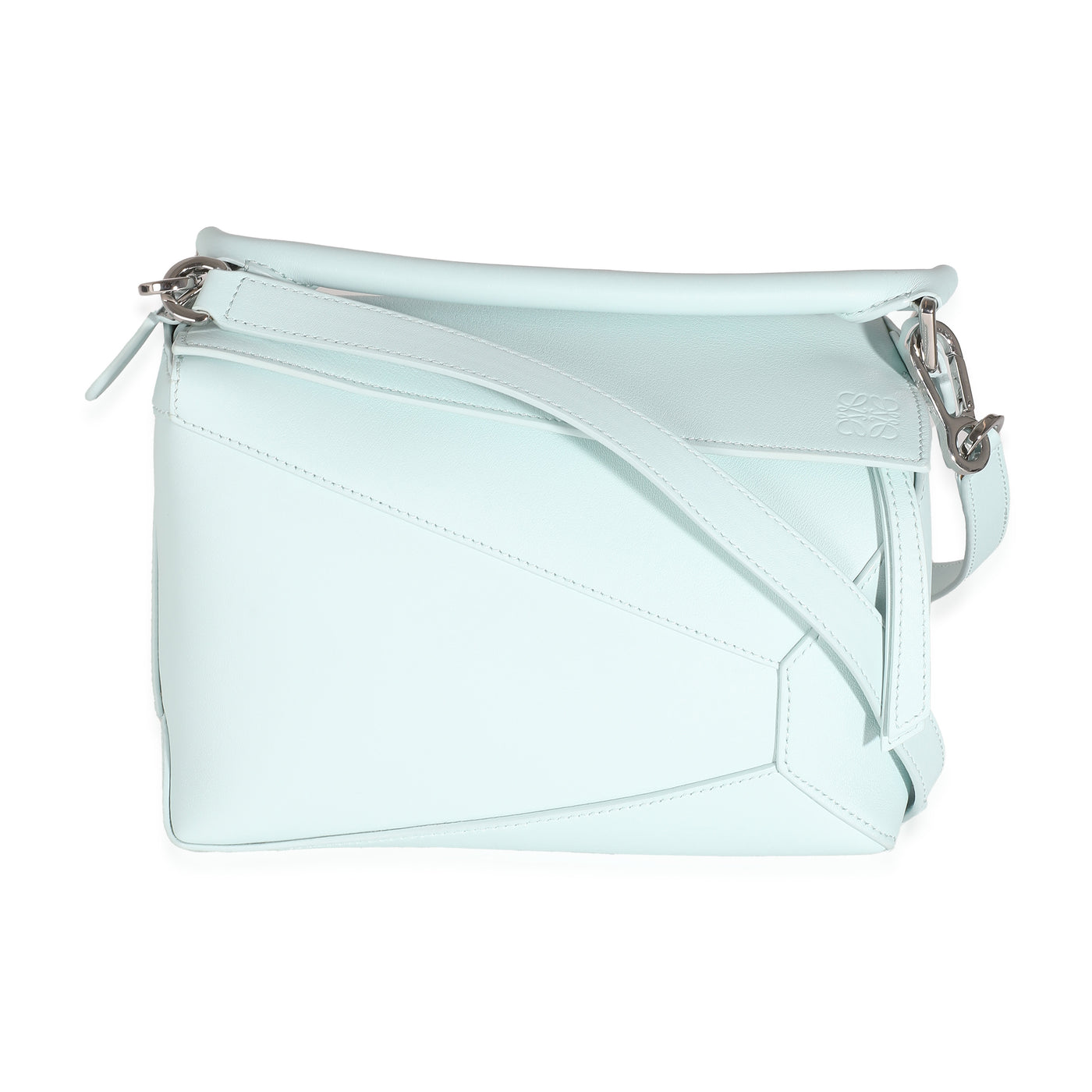 Loewe Light Blue Grained Calfskin Small Puzzle Edge Bag Leather Handbag