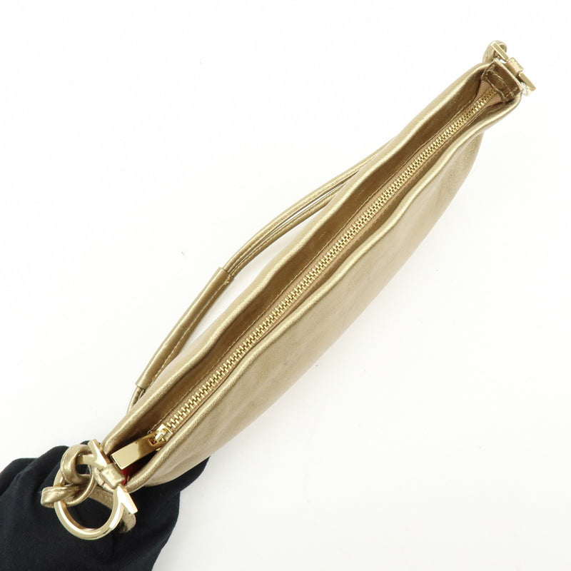 Salvatore Ferragamo Gancini Leather Gold Bag