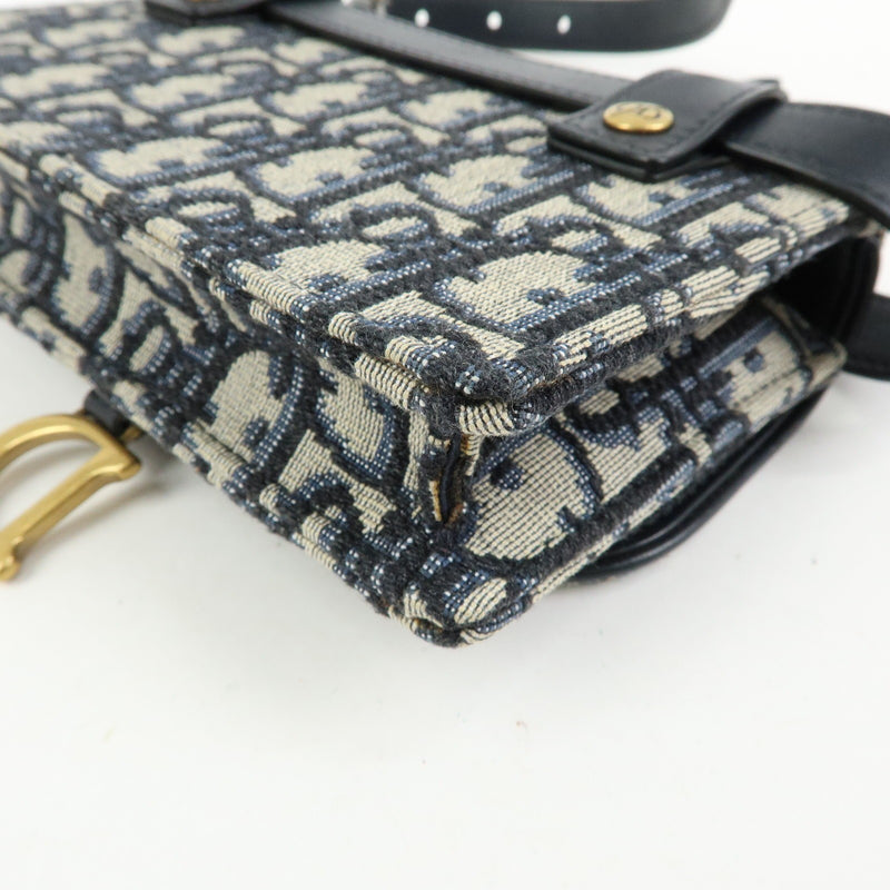 Christian Dior Saddle Belt Oblique Canvas Navy Bag