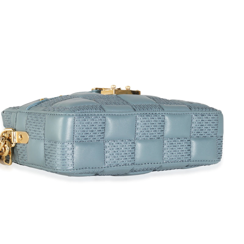 Louis Vuitton Glacier Quilted Damier Lambskin Troca Pm Blue Leather Handbag
