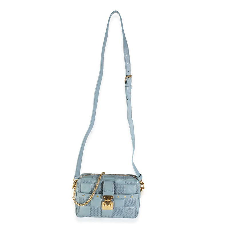 Louis Vuitton Glacier Quilted Damier Lambskin Troca Pm Blue Leather Handbag