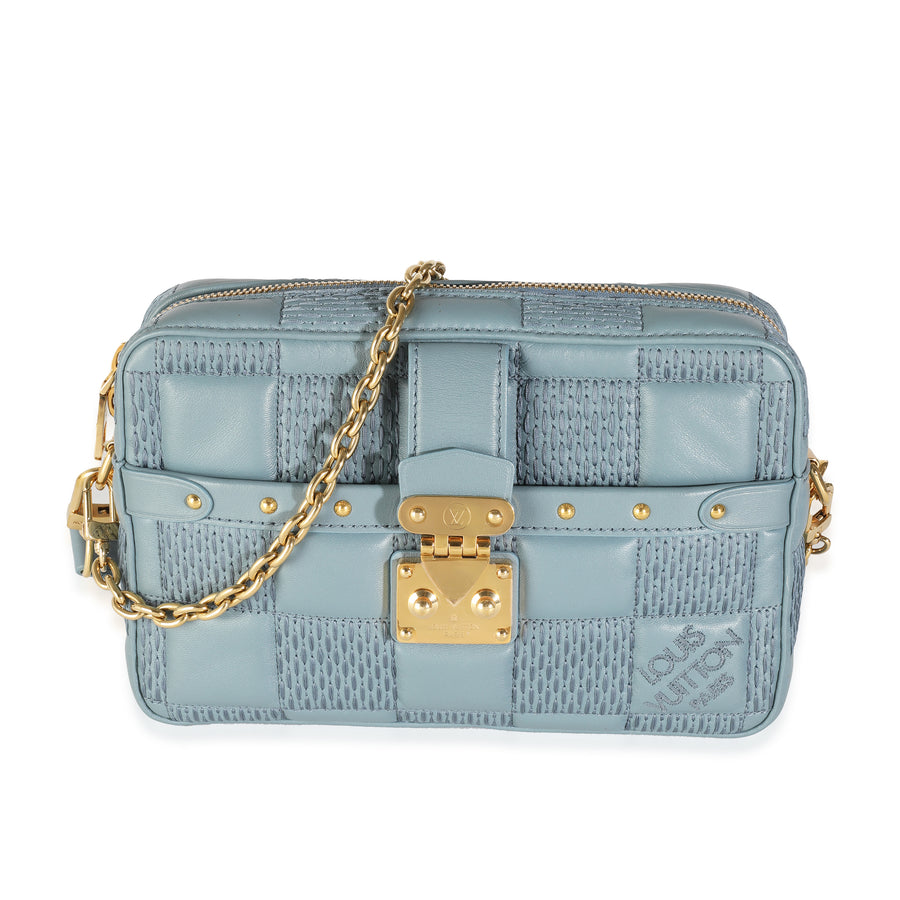 Louis Vuitton Glacier Quilted Damier Lambskin Troca Pm Blue Leather Handbag
