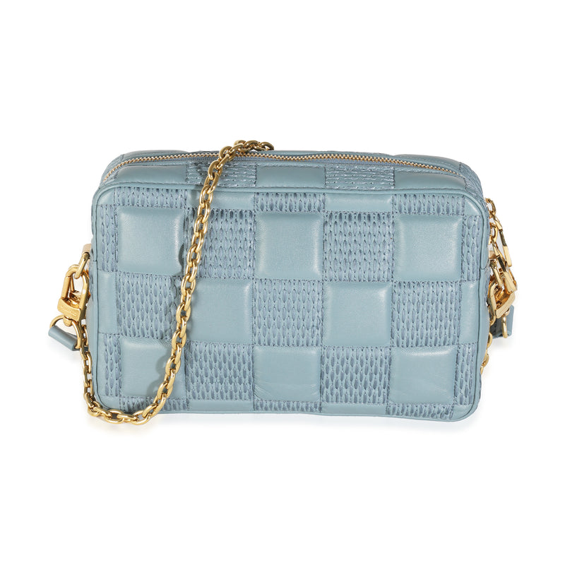 Louis Vuitton Glacier Quilted Damier Lambskin Troca Pm Blue Leather Handbag