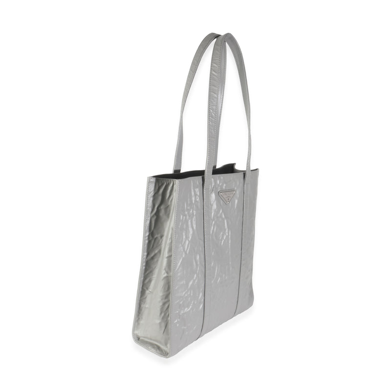 Prada Slate Grey Nappa Small Antique Tote Gray Leather Handbag