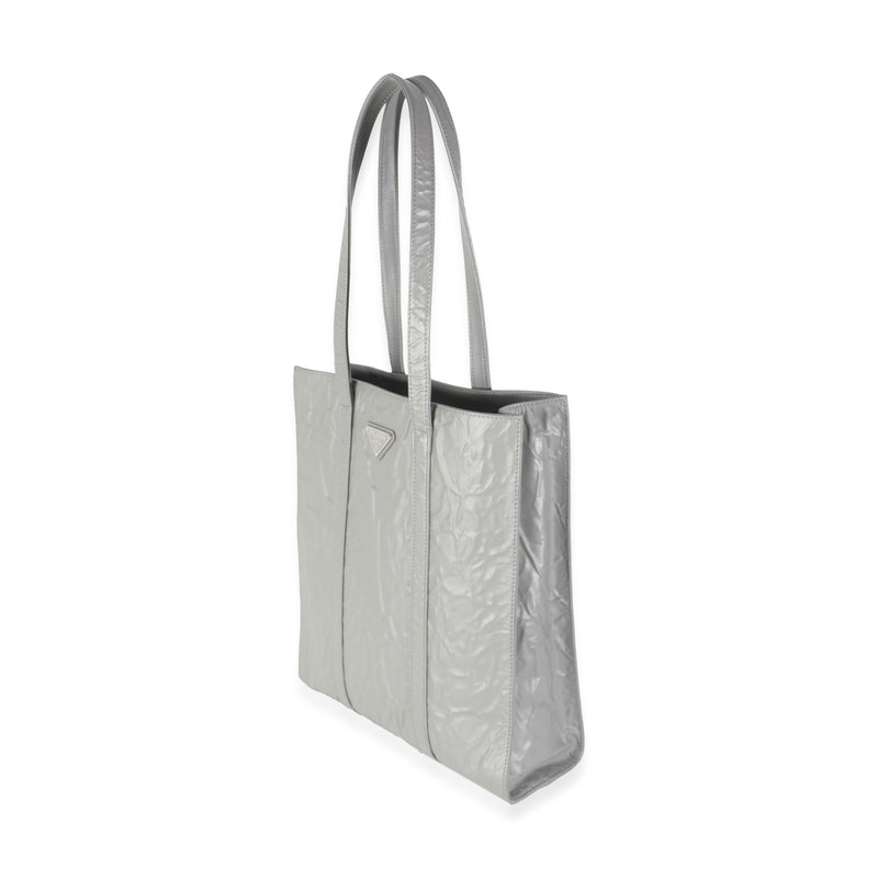 Prada Slate Grey Nappa Small Antique Tote Gray Leather Handbag
