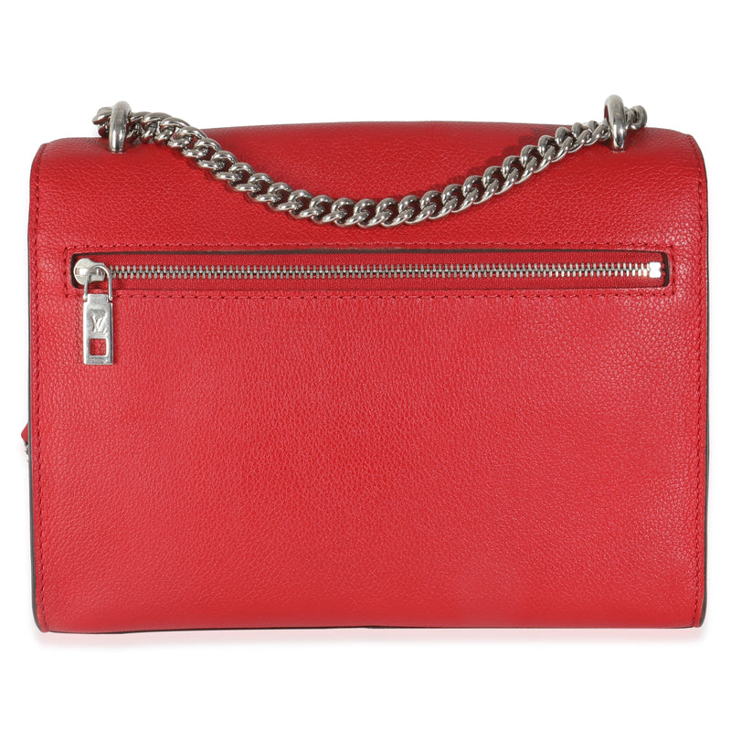 Louis Vuitton Rubis Soft Calfskin Mylockme Chain Bb Red Leather Handbag