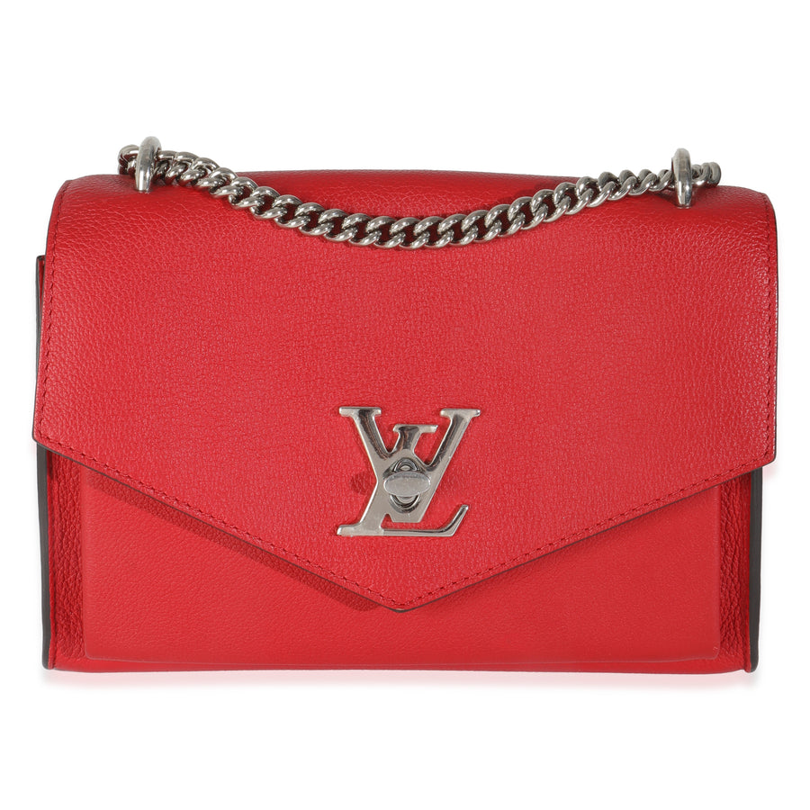 Louis Vuitton Rubis Soft Calfskin Mylockme Chain Bb Red Leather Handbag