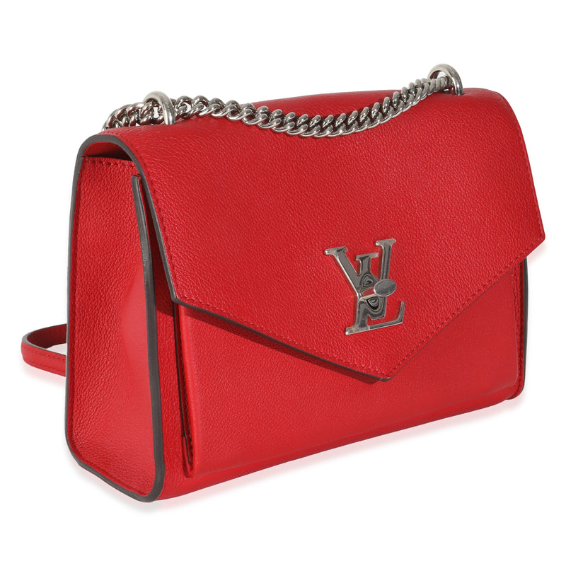 Louis Vuitton Rubis Soft Calfskin Mylockme Chain Bb Red Leather Handbag