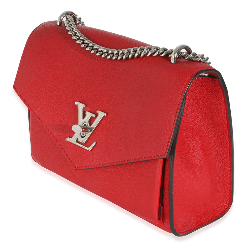 Louis Vuitton Rubis Soft Calfskin Mylockme Chain Bb Red Leather Handbag