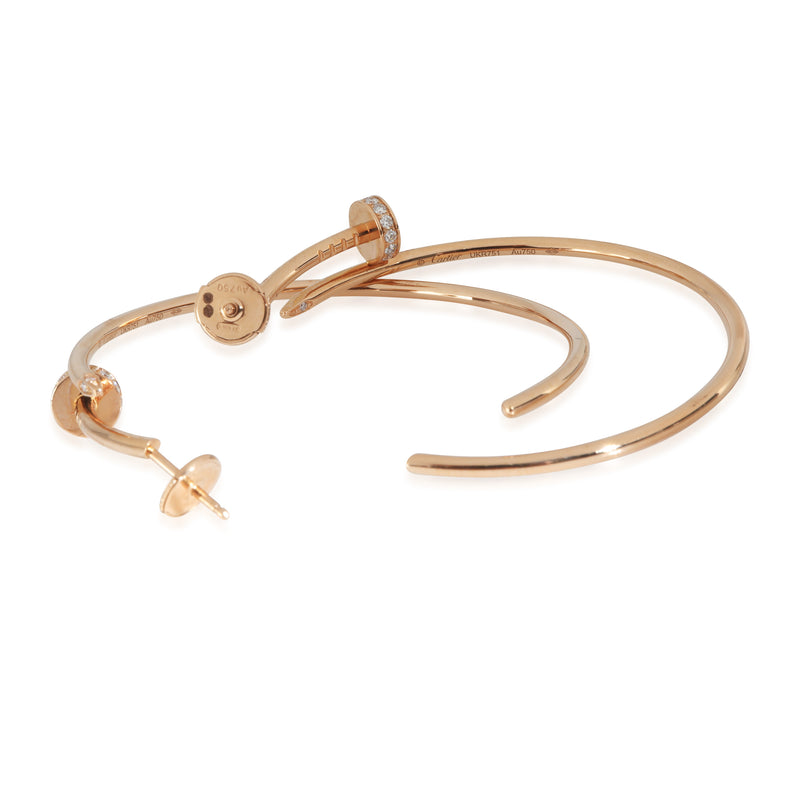 Cartier Rose Gold Diamond Large Model Juste Un Clou Hoop Earrings 18k