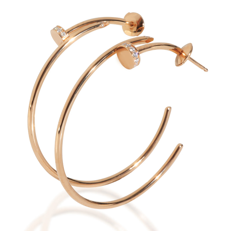 Cartier Rose Gold Diamond Large Model Juste Un Clou Hoop Earrings 18k