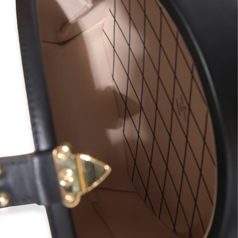Louis Vuitton Black Beige Calfskin Petite Boite Chapeau Beige; Leather Handbag