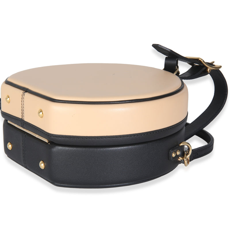 Louis Vuitton Black Beige Calfskin Petite Boite Chapeau Beige; Leather Handbag