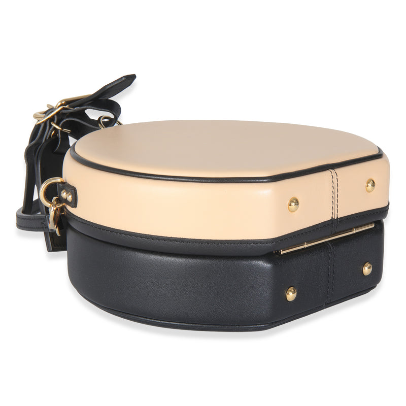 Louis Vuitton Black Beige Calfskin Petite Boite Chapeau Beige; Leather Handbag