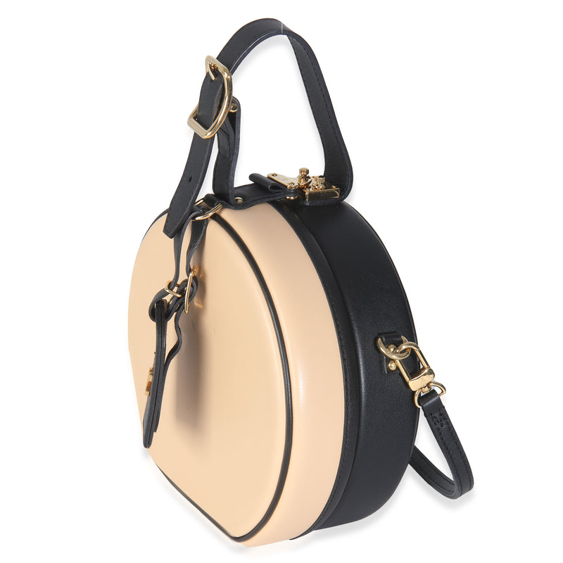 Louis Vuitton Black Beige Calfskin Petite Boite Chapeau Beige; Leather Handbag