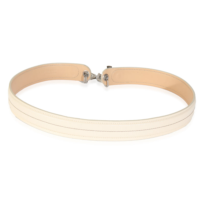 Christian Dior Vintage White Leather Cd Charm Waist Belt Beige