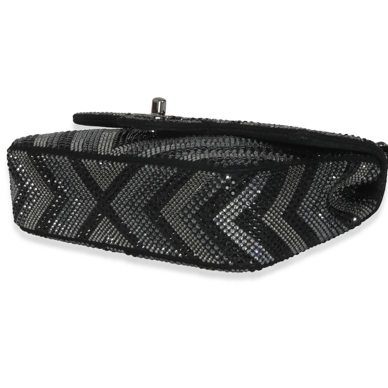 Chanel Black Strass Cc Chevron Mini Flap Bag Embellished Handbag