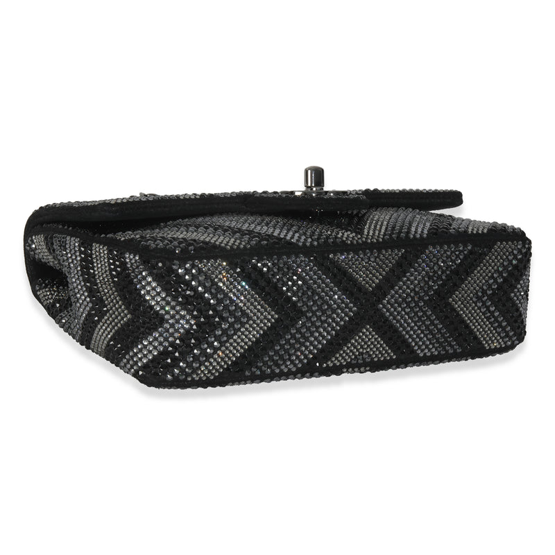 Chanel Black Strass Cc Chevron Mini Flap Bag Embellished Handbag