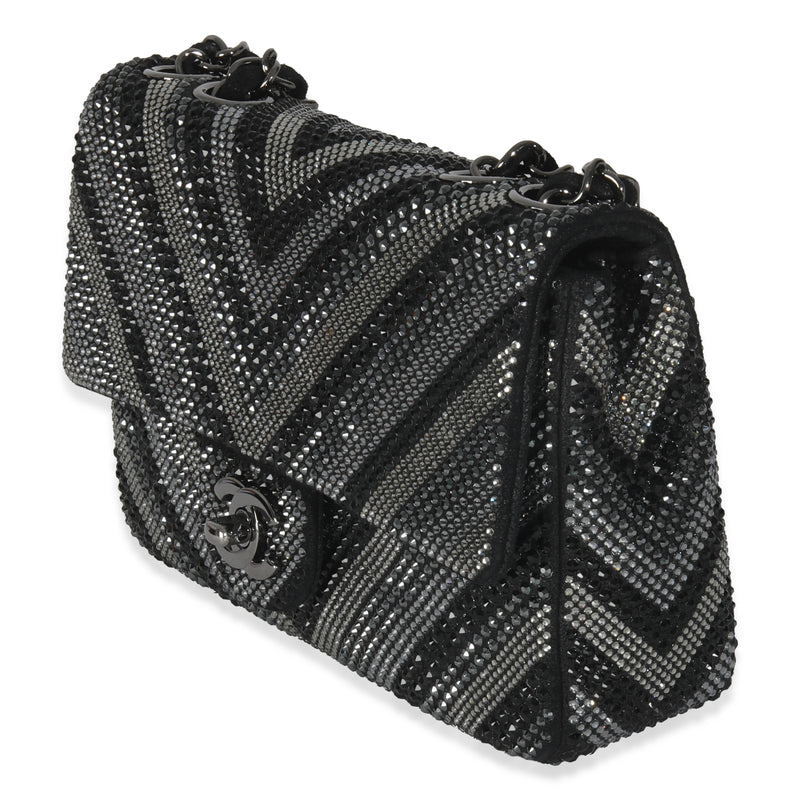Chanel Black Strass Cc Chevron Mini Flap Bag Embellished Handbag