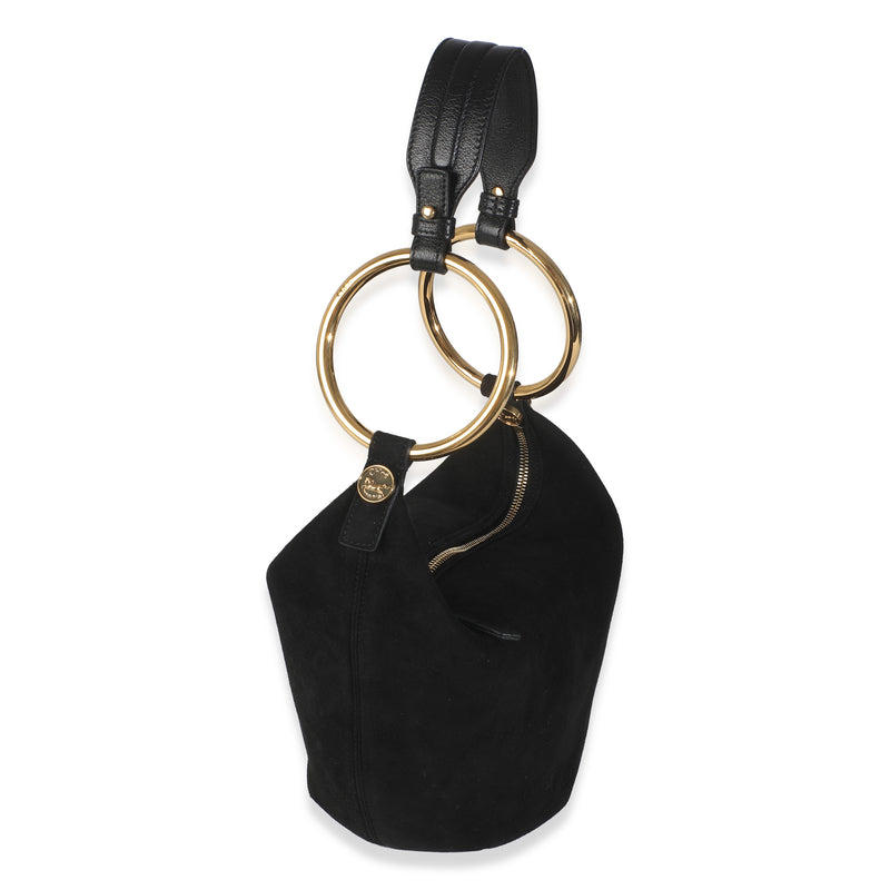 Chloé Black Suede Small Gold Bracelet Bag Handbag