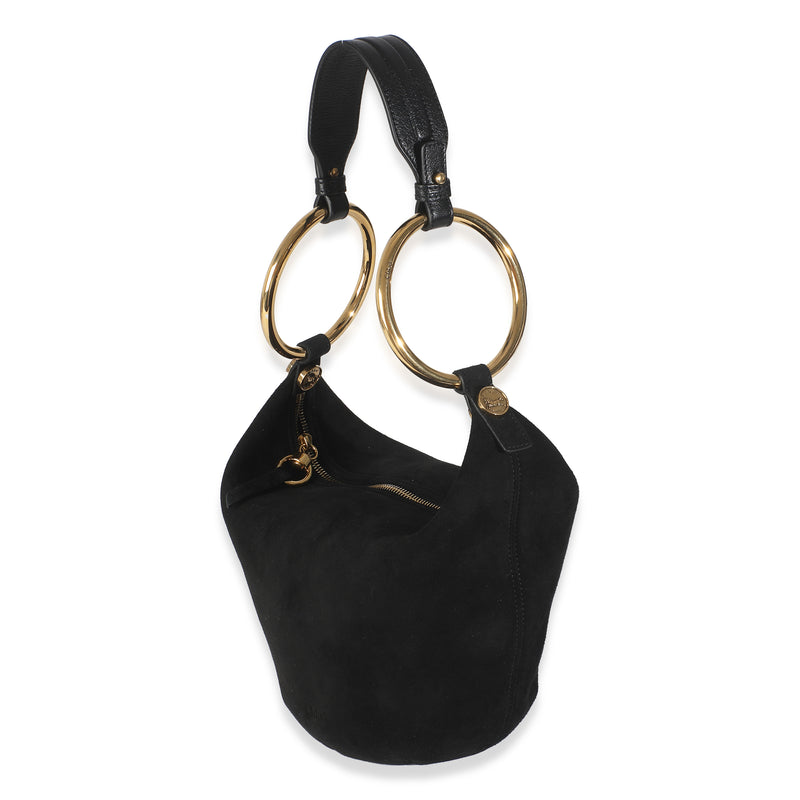 Chloé Black Suede Small Gold Bracelet Bag Handbag