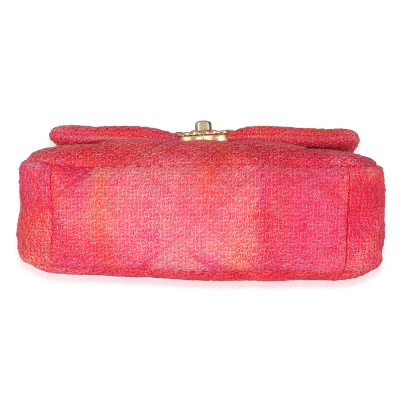 Chanel Coral Pink Tweed Quilted Medium 19 Flap Bag Handbag