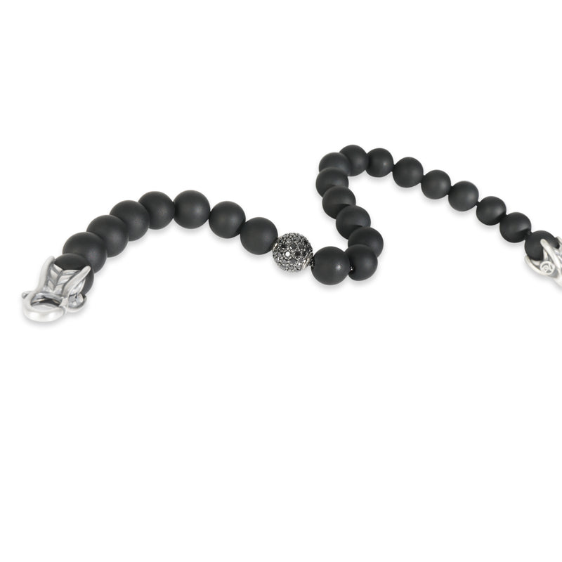 David Yurman Sterling Silver Diamond Spiritual Bead Bracelet 925
