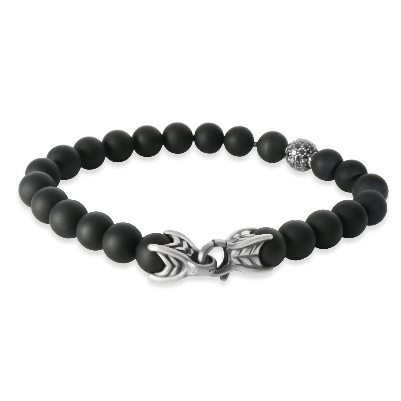 David Yurman Sterling Silver Diamond Spiritual Bead Bracelet 925