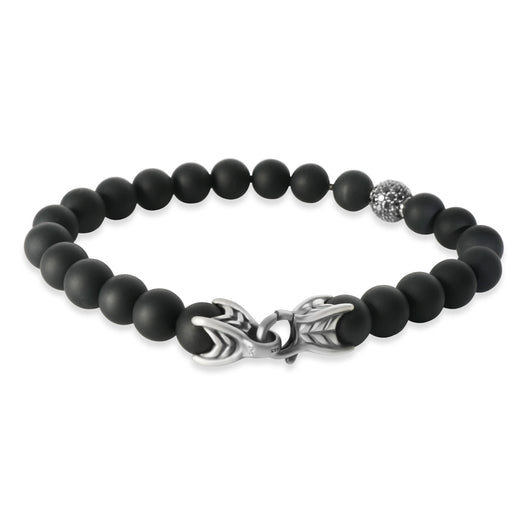 David Yurman Sterling Silver Diamond Spiritual Bead Bracelet 925