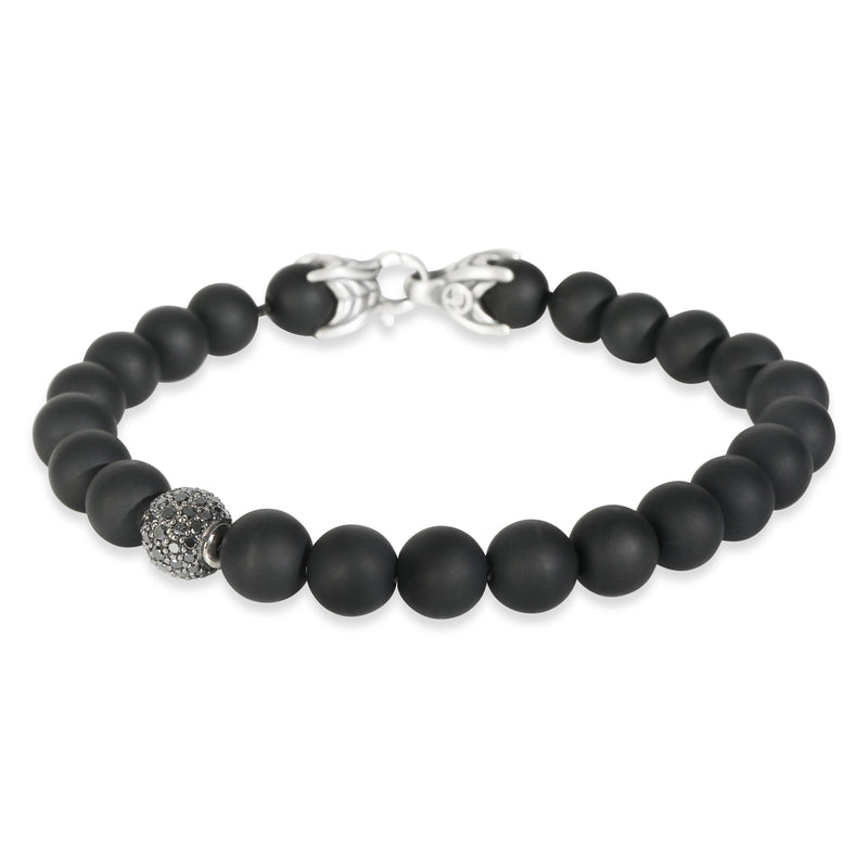 David Yurman Sterling Silver Diamond Spiritual Bead Bracelet 925