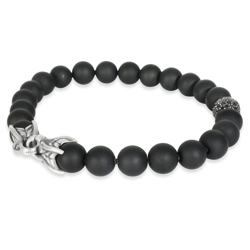 David Yurman Sterling Silver Diamond Spiritual Bead Bracelet 925