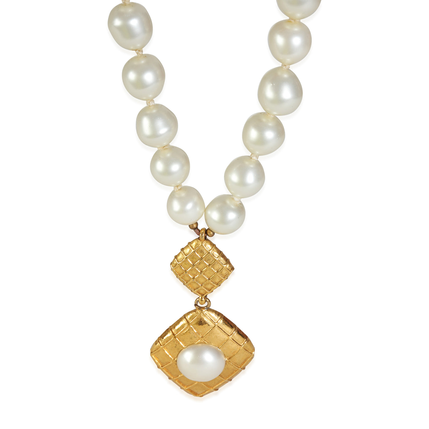 Chanel Gold-Plated Vintage Faux Pearl Necklace