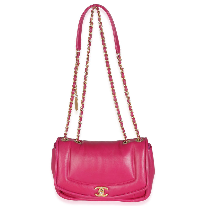 Chanel Dark Pink Lambskin Medium Simply Flap Bag Leather Handbag