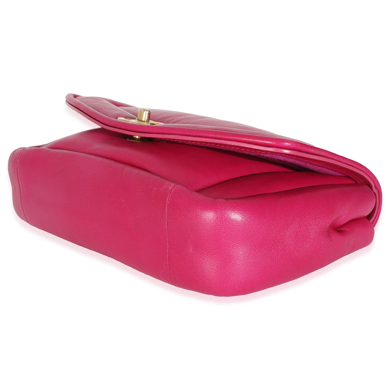Chanel Dark Pink Lambskin Medium Simply Flap Bag Leather Handbag