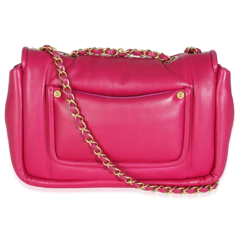 Chanel Dark Pink Lambskin Medium Simply Flap Bag Leather Handbag