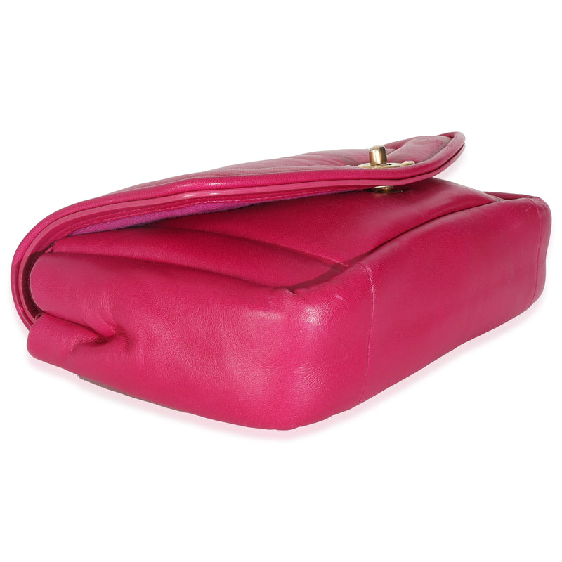 Chanel Dark Pink Lambskin Medium Simply Flap Bag Leather Handbag