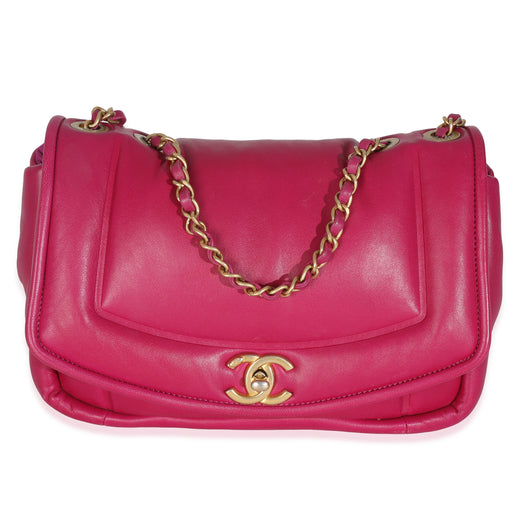Chanel Dark Pink Lambskin Medium Simply Flap Bag Leather Handbag