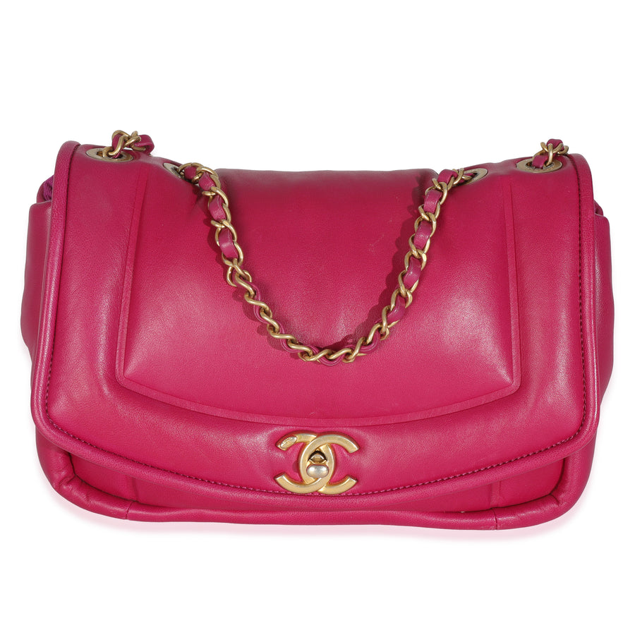 Chanel Dark Pink Lambskin Medium Simply Flap Bag Leather Handbag