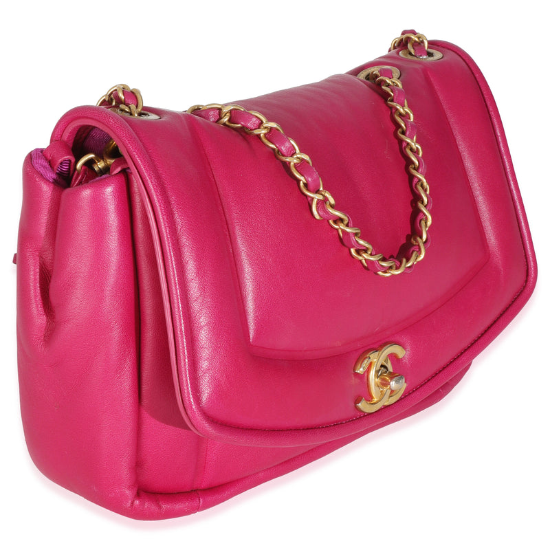 Chanel Dark Pink Lambskin Medium Simply Flap Bag Leather Handbag