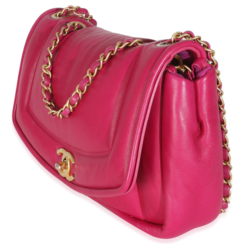 Chanel Dark Pink Lambskin Medium Simply Flap Bag Leather Handbag
