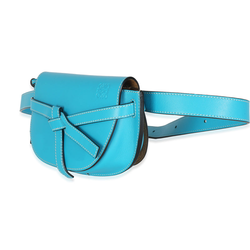 Loewe Blue Calfskin Mini Gate Belt Bag Leather Handbag