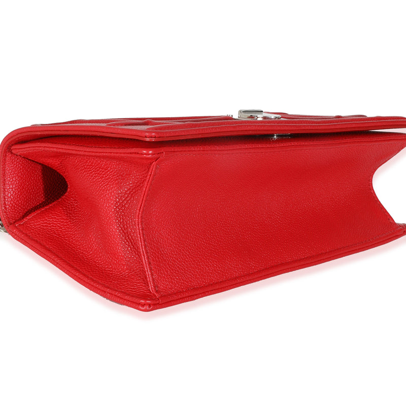 Christian Dior Red Grained Calfskin Small Diorama Flap Bag Leather Handbag