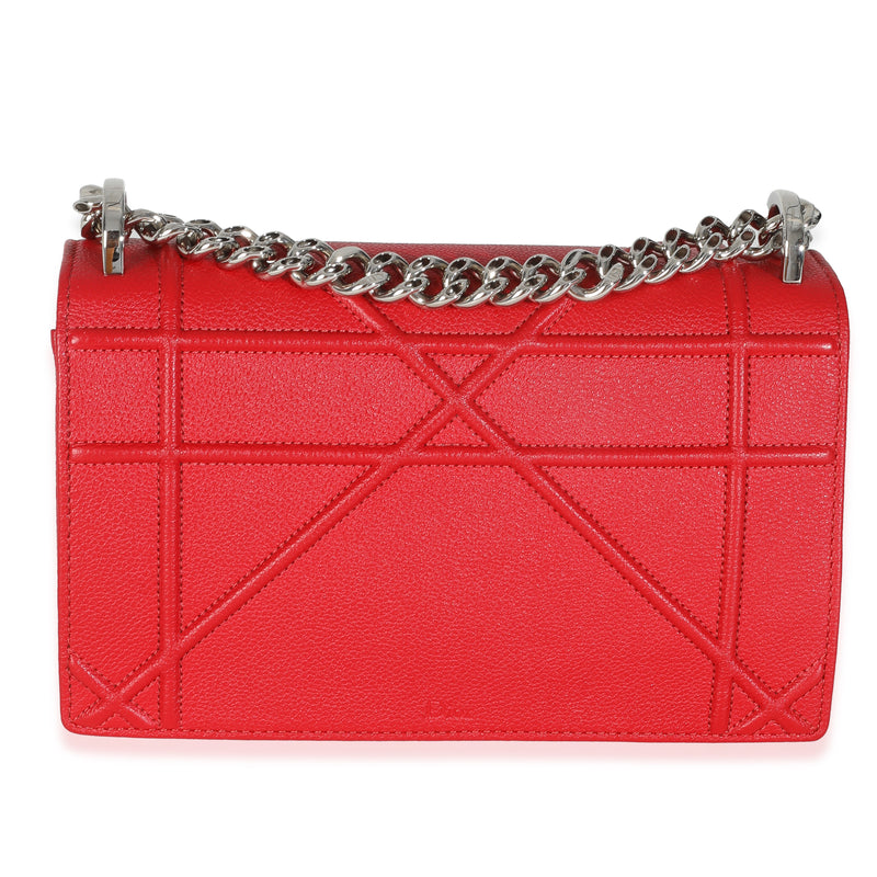 Christian Dior Red Grained Calfskin Small Diorama Flap Bag Leather Handbag