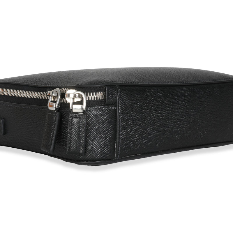 Prada Black Saffiano Medium Brique Crossbody Bag Leather Handbag