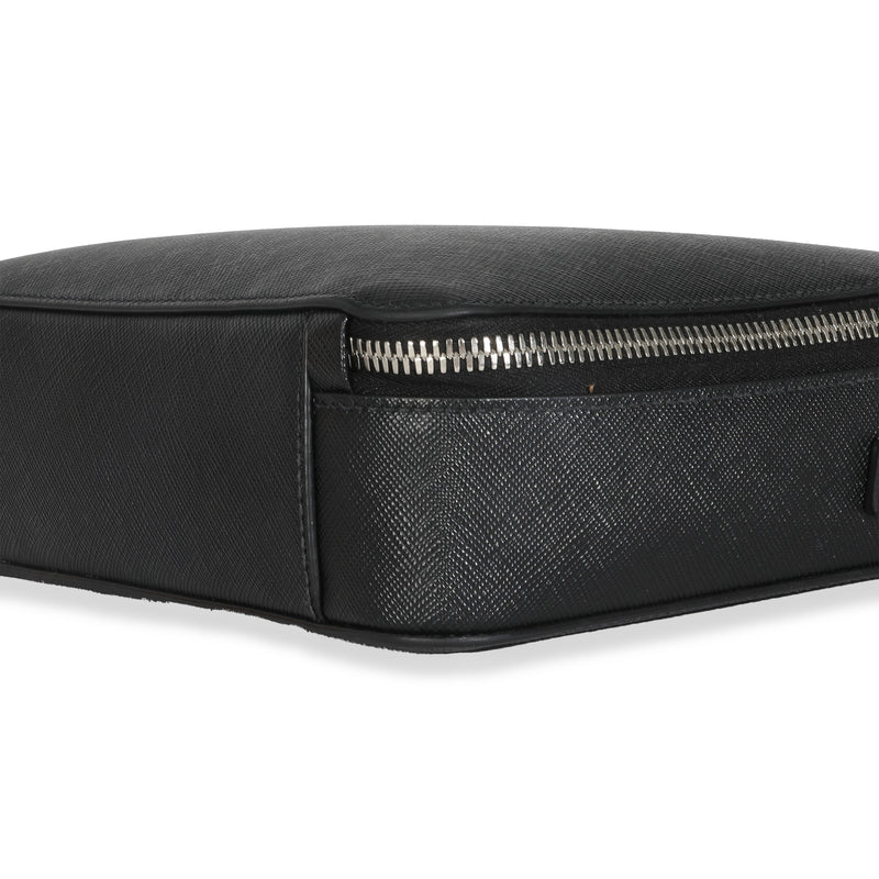 Prada Black Saffiano Medium Brique Crossbody Bag Leather Handbag