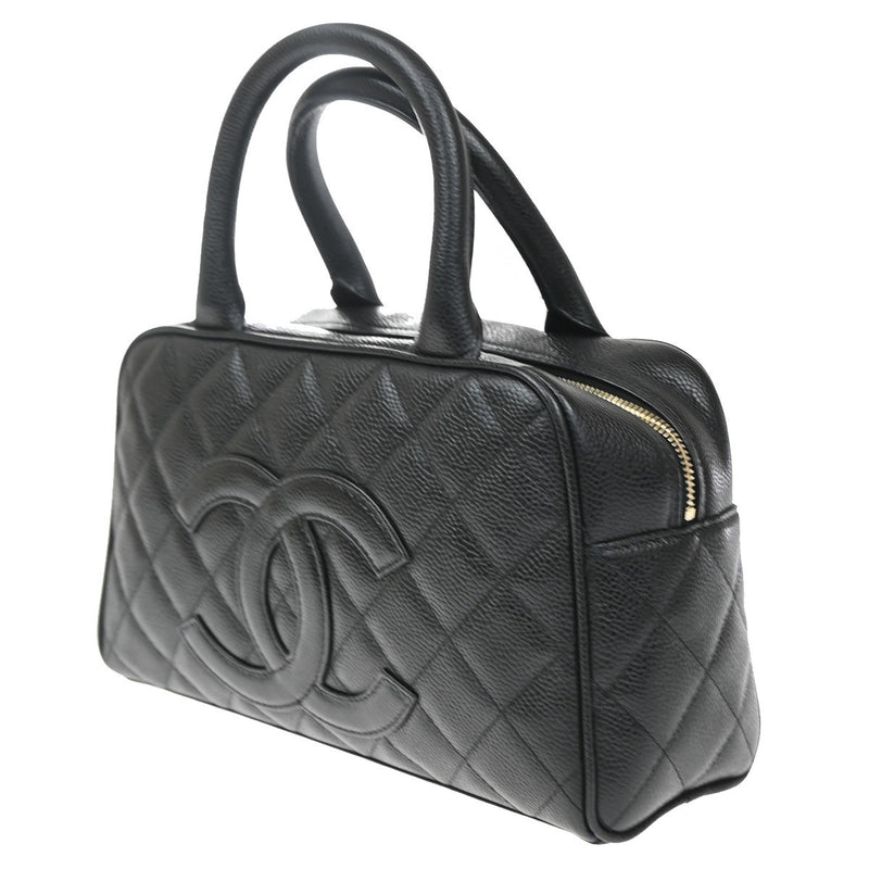 Chanel Timeless Cc Bowler Quilted Caviar Black Leather Bag