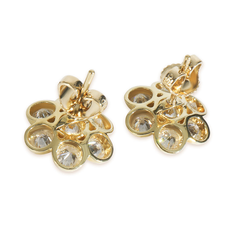 Bvlgari Yellow Gold Diamond Vintage Flower Cluster Earrings 18k