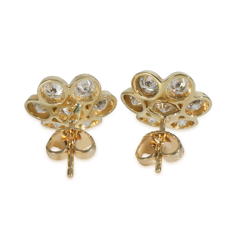 Bvlgari Yellow Gold Diamond Vintage Flower Cluster Earrings 18k